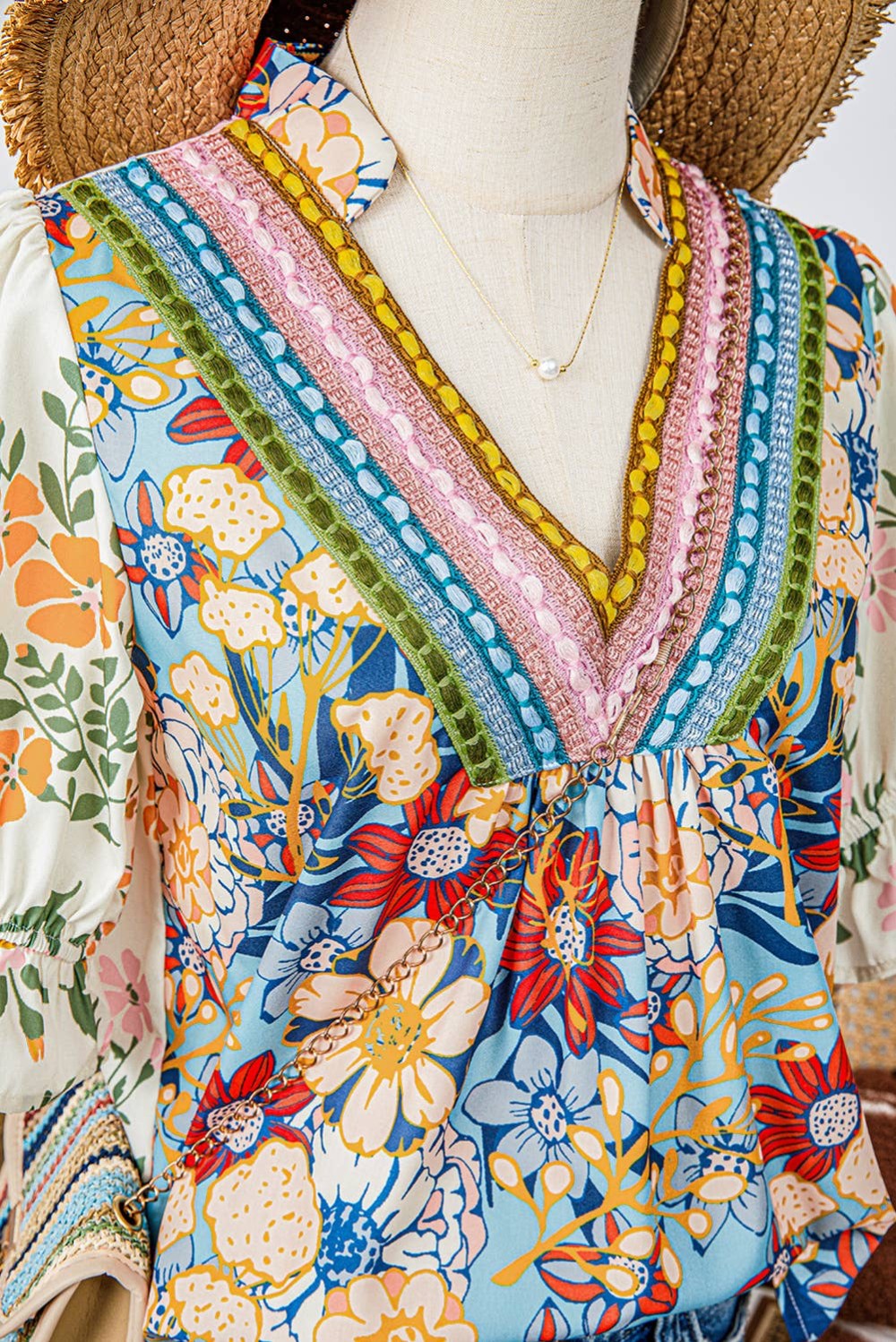 Crochet Half Sleeve Floral Blouse|105