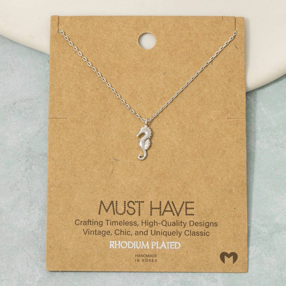 Gold Dipped Sea Horse Pendant Necklace