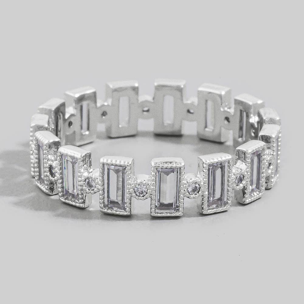Gold Dipped Baguette Cz Eternity Band Ring