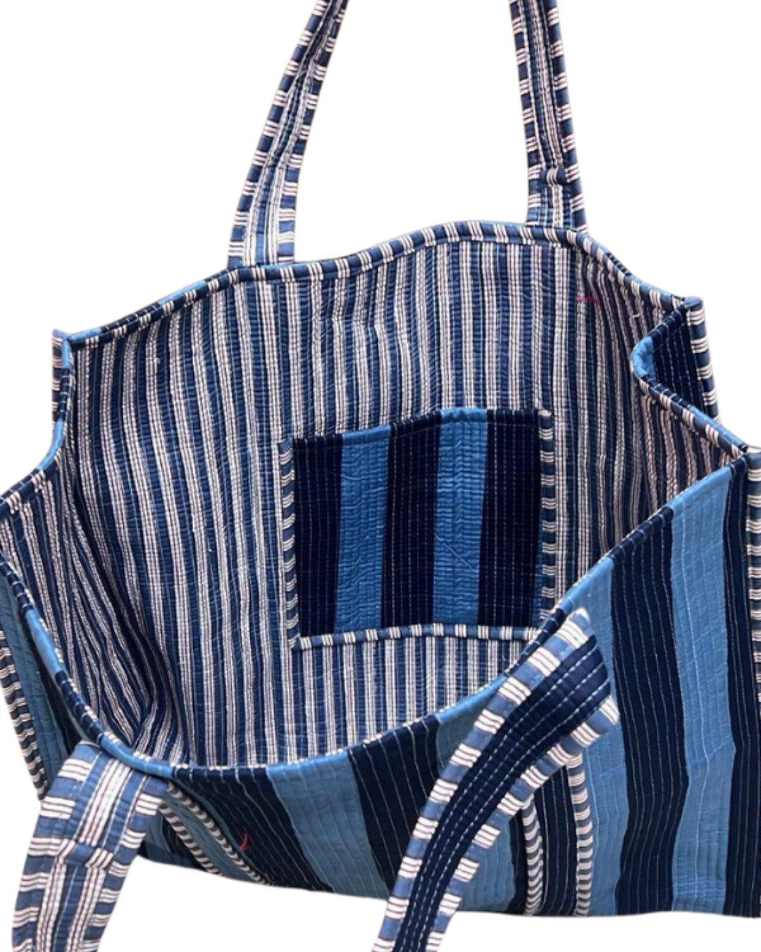 Bohdi Navy and Blue Striped tote Bag
