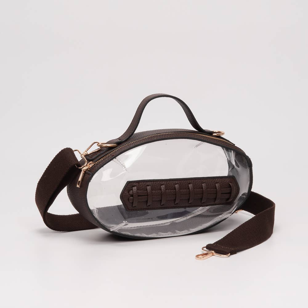TG10695 Clear Gameday Football Stitch Detail Crossbody Bag