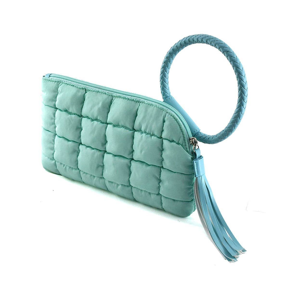 QP204 Quilted Puffer Wristlet/Clutch With Tassel