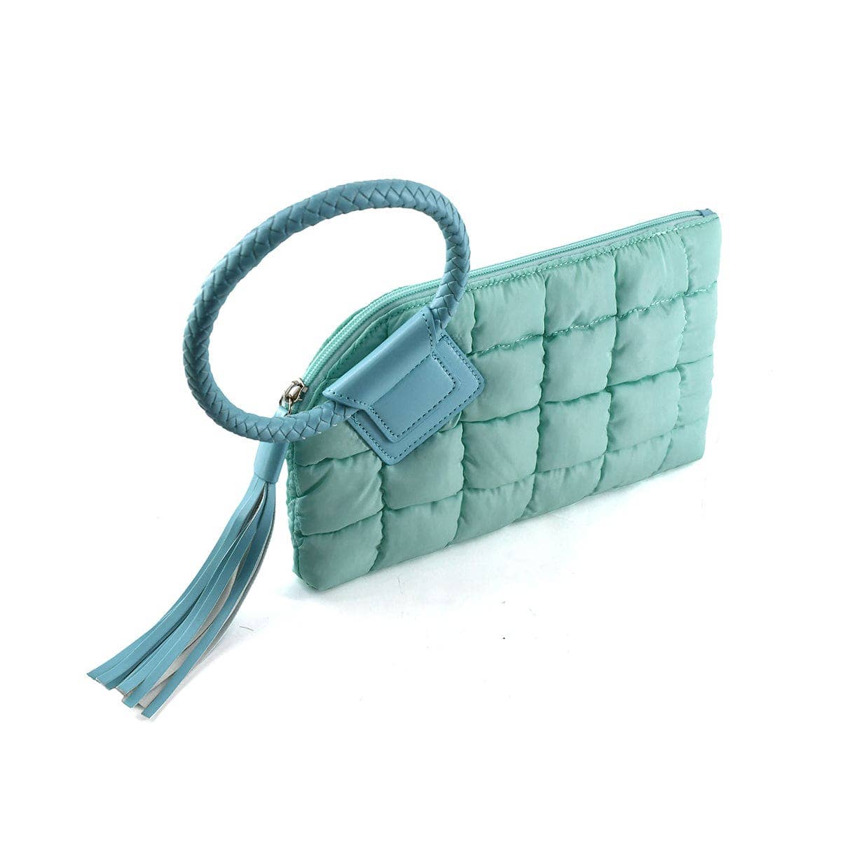 QP204 Quilted Puffer Wristlet/Clutch With Tassel