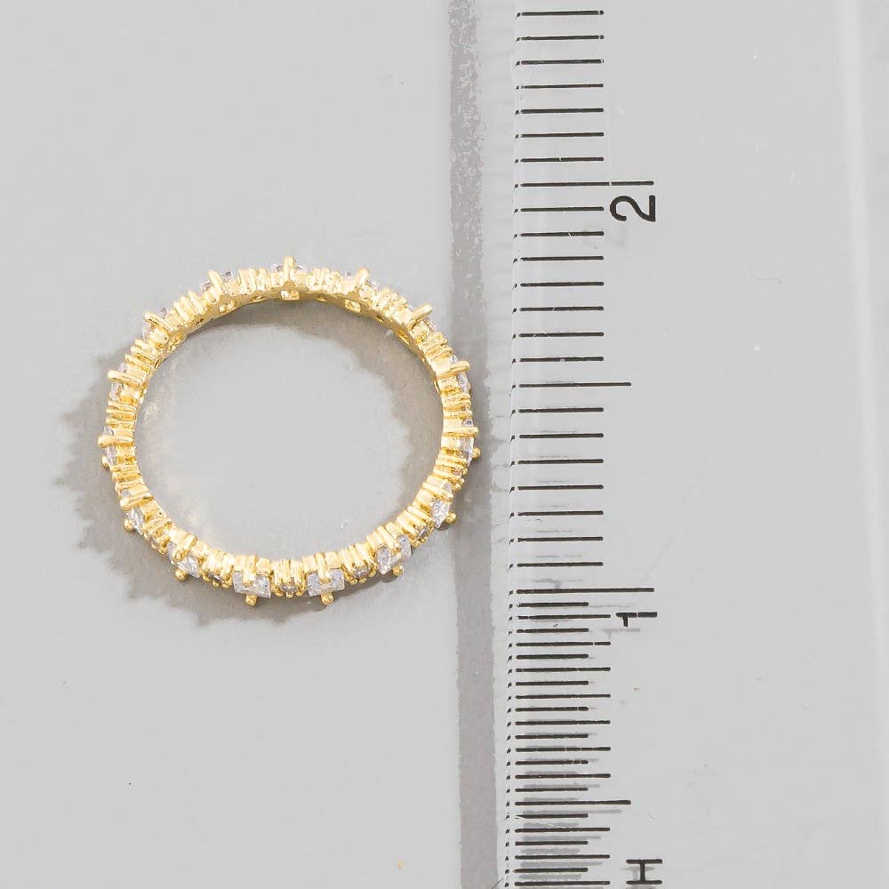 Gold Dipped Cz Square Eternity Band Ring