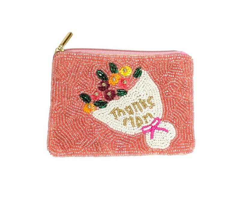 Ladies Thanks Mom Fully Beaded Coin Purse