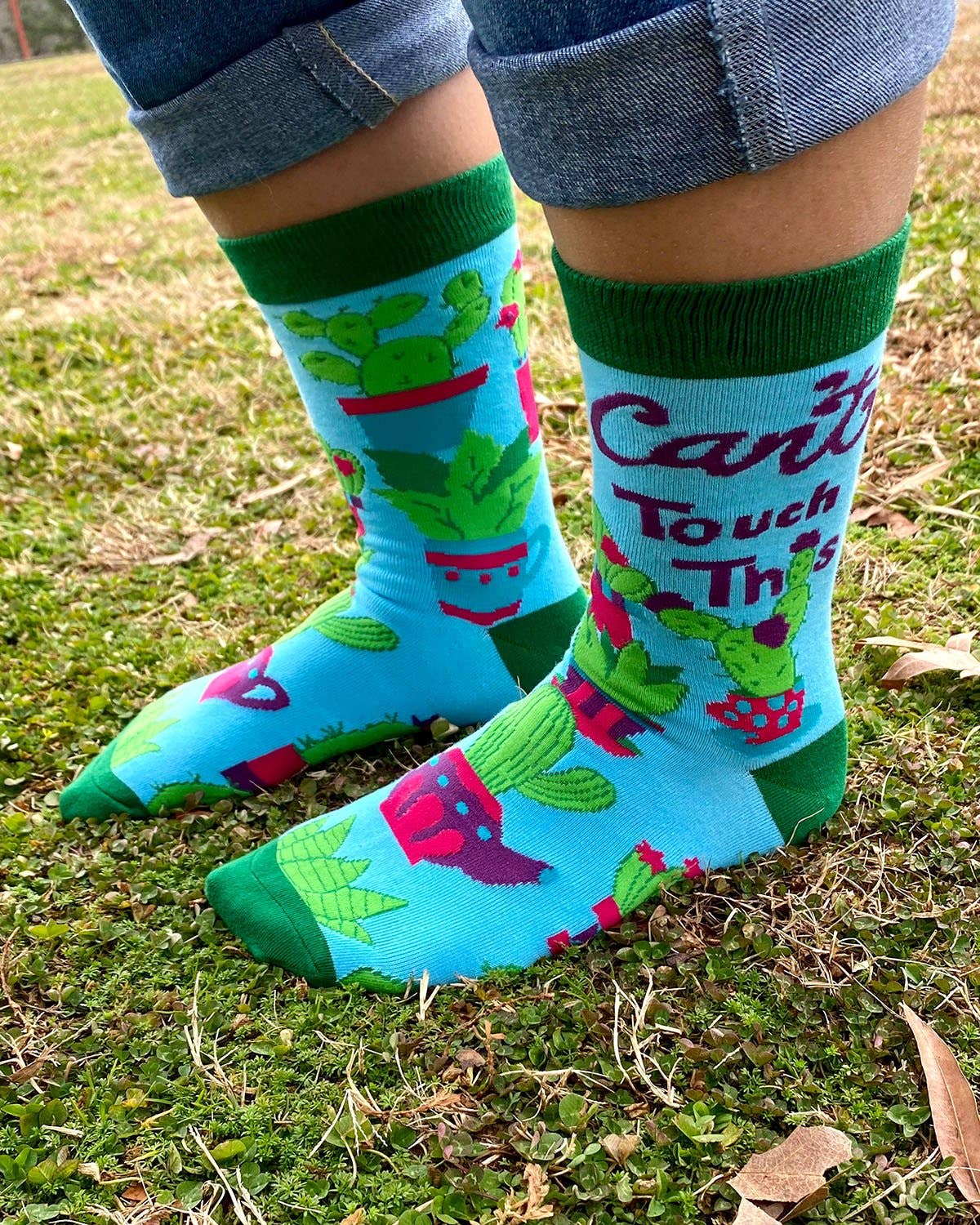 Can't Touch This Women's Crew Socks Featuring Prickly Cactus