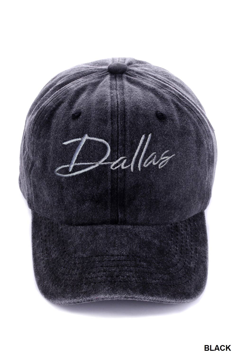 "DALLAS"and "ATLANTA" WASHED EMBROIDERED CITY CAPS HATS