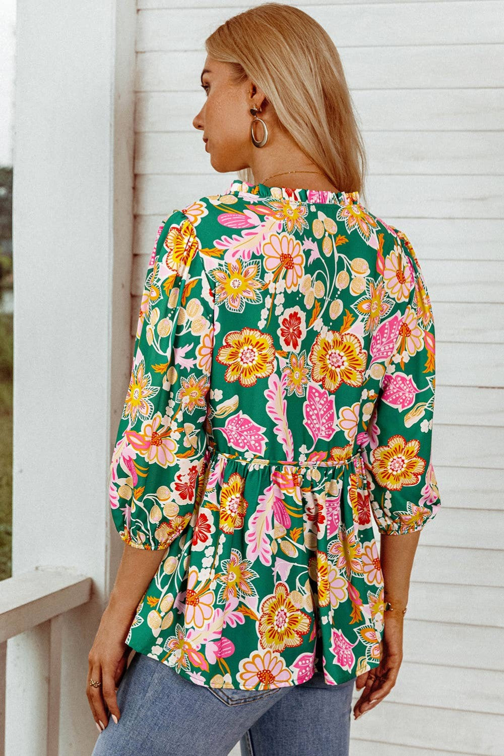 Floral Puff Sleeve Blouse|95