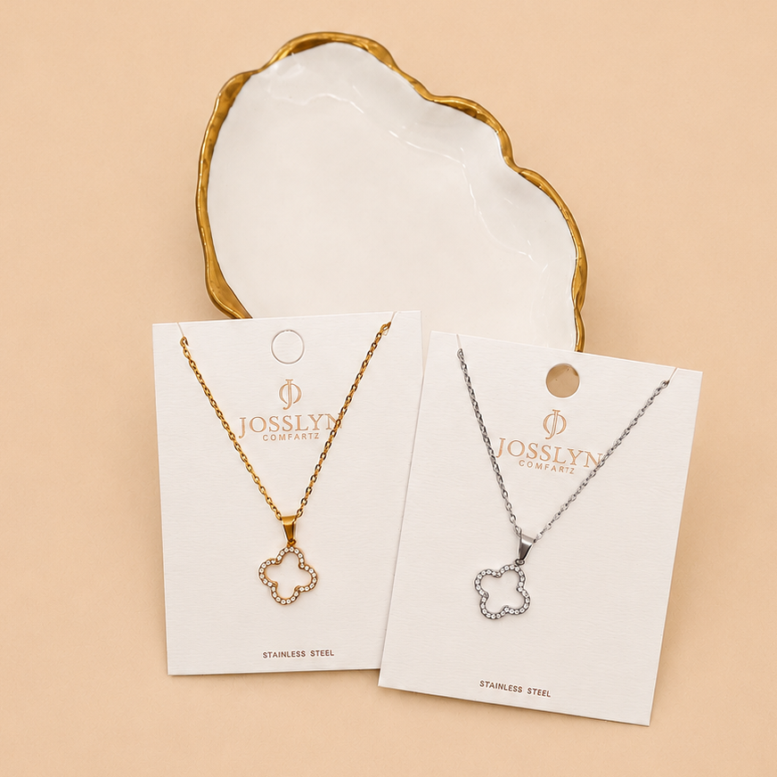 18K STAINLESS STEEL TARNISH FREE CLOVER NECKLACE | 40NK9680