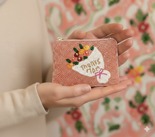Ladies Thanks Mom Fully Beaded Coin Purse