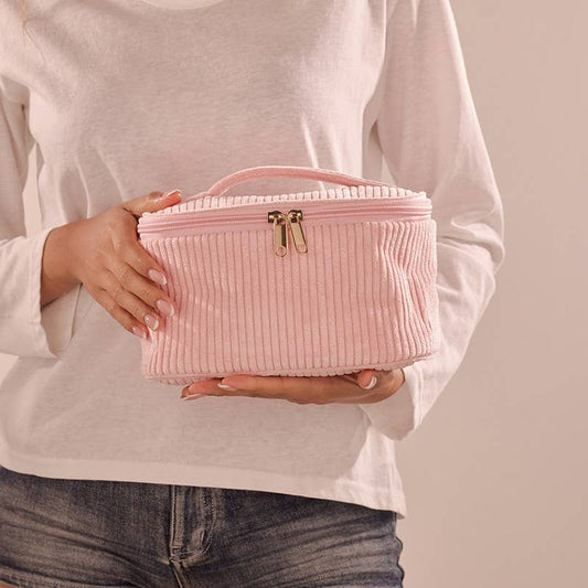 CORDUROY COSMETIC MAKEUP POUCH BAG | 40P635