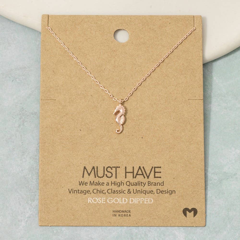Gold Dipped Sea Horse Pendant Necklace