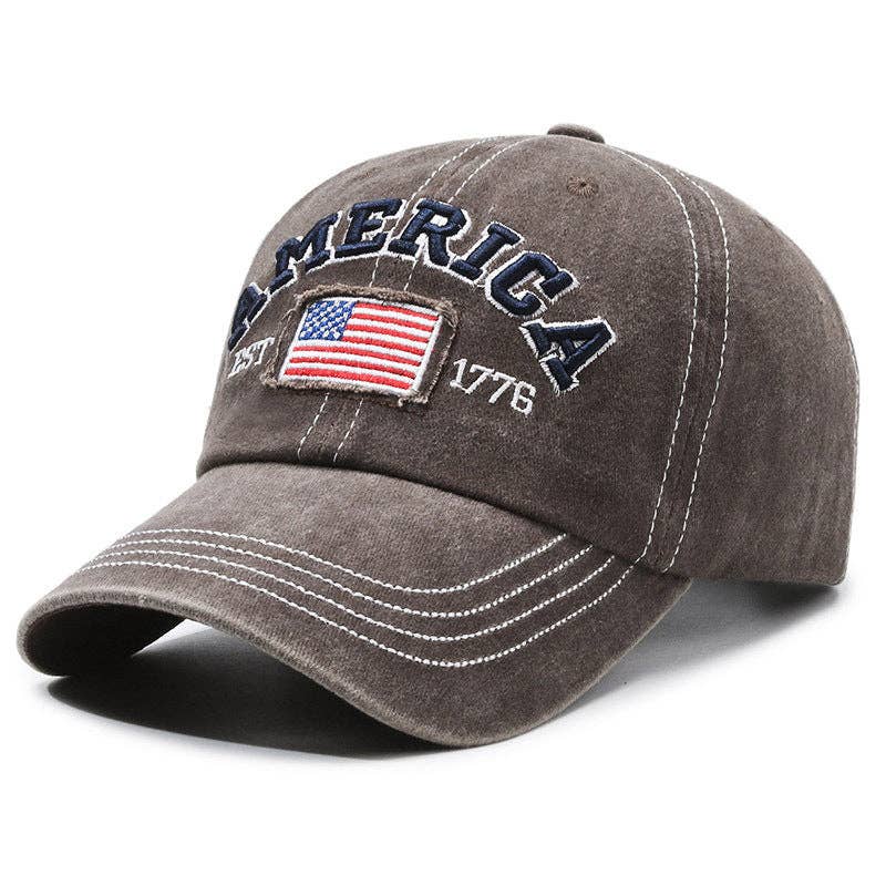 Vintage America Flag Embroidered Baseball Cap