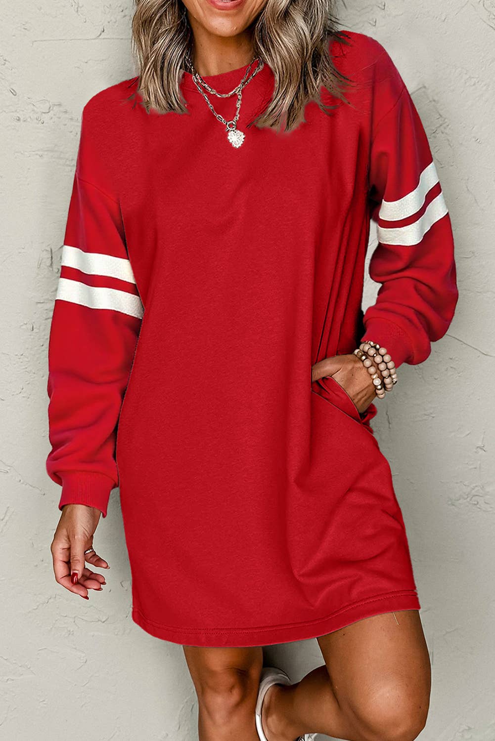 66 Fall 2026 Stripe Women Sweatshirt Mini Dress (S-XL)