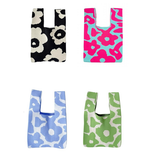 Aesthetic Flower Knitted Tote Handbag