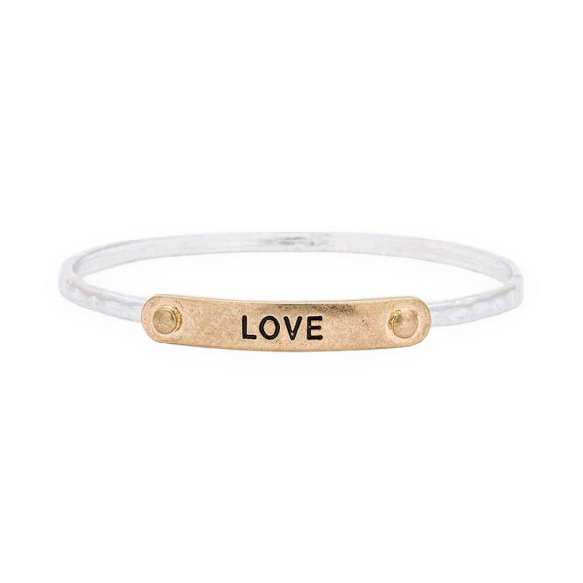 LOVE Engraved 2 Tone Bangle