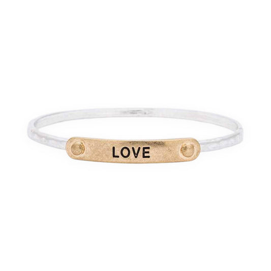 LOVE Engraved 2 Tone Bangle