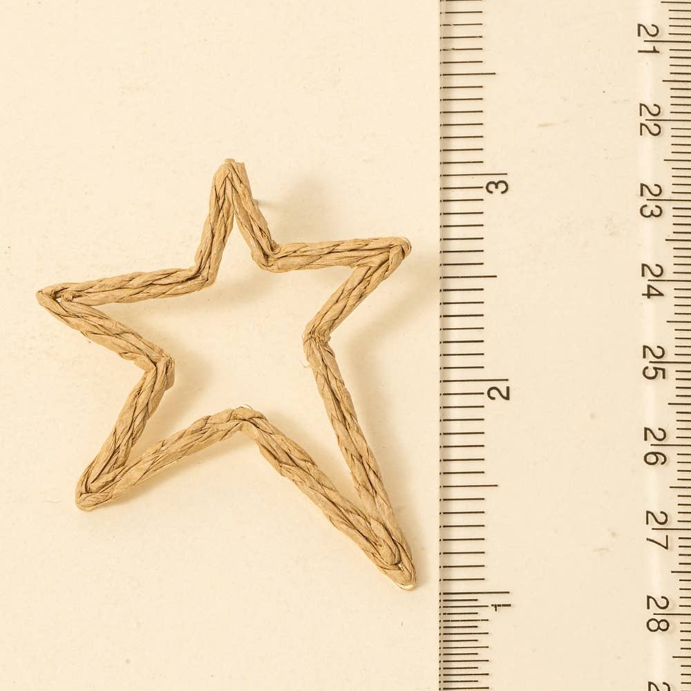 Straw Weave Star Stud Earrings