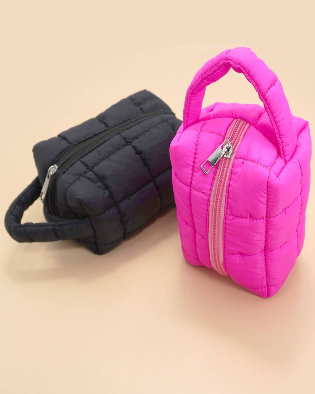 Quilted Puffy Cosmetic Pouch Clutch Bag