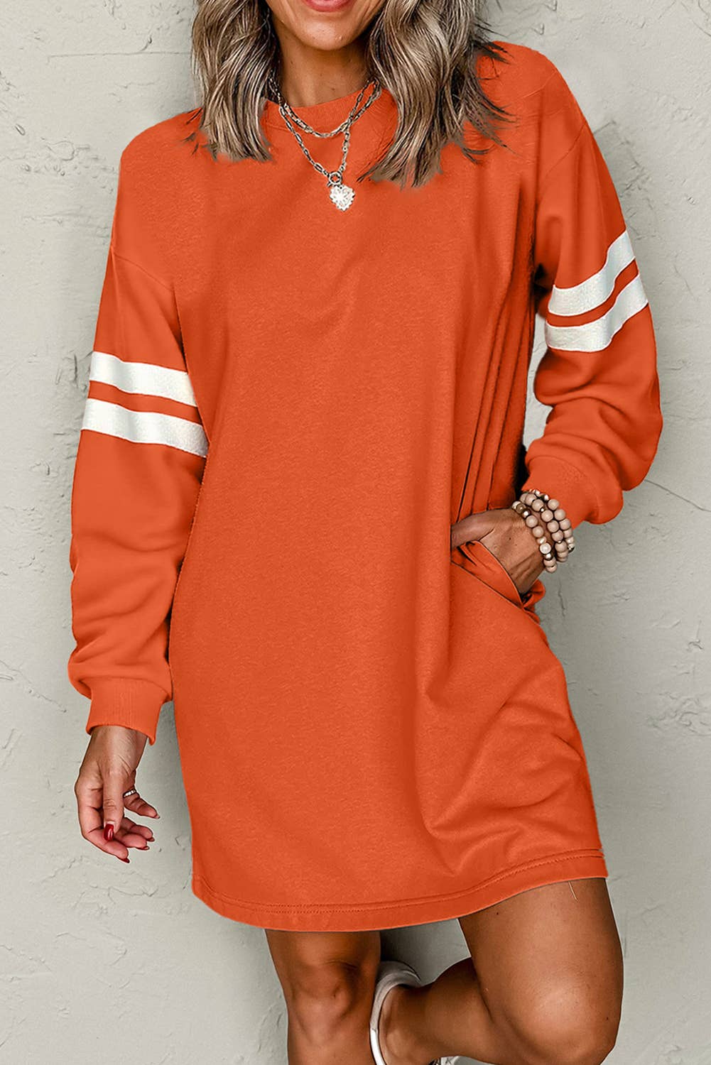 66 Fall 2026 Stripe Women Sweatshirt Mini Dress (S-XL)