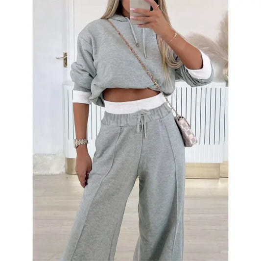 Hooded Sweatshirt Sports Pants Set