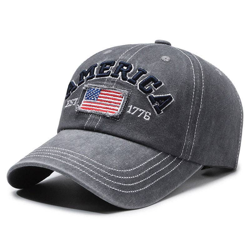 Vintage America Flag Embroidered Baseball Cap