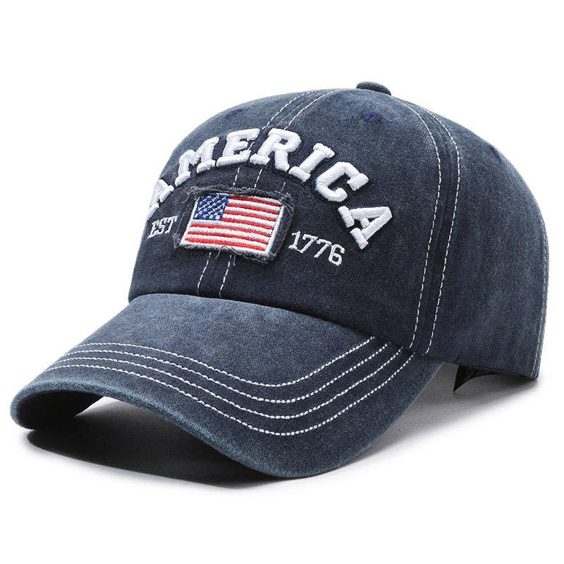 Vintage America Flag Embroidered Baseball Cap