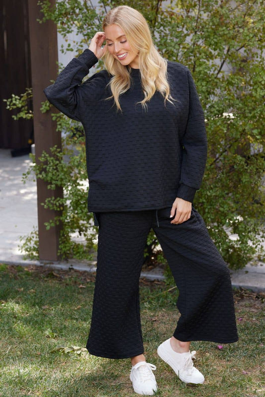 Solid Warm Quilted Set Black