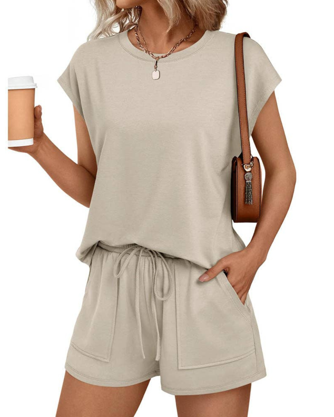 Casual Lounge Set Cap Sleeve Top and Shorts