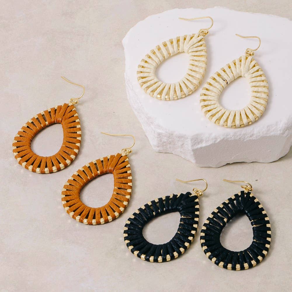 Faux Leather Wrap Teardrop Dangle Earrings