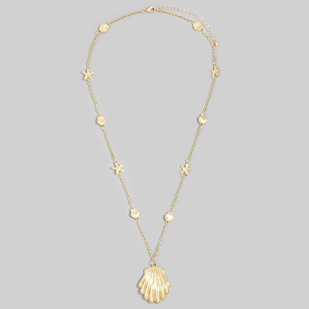 Shell And Starfish Station Chain Necklace