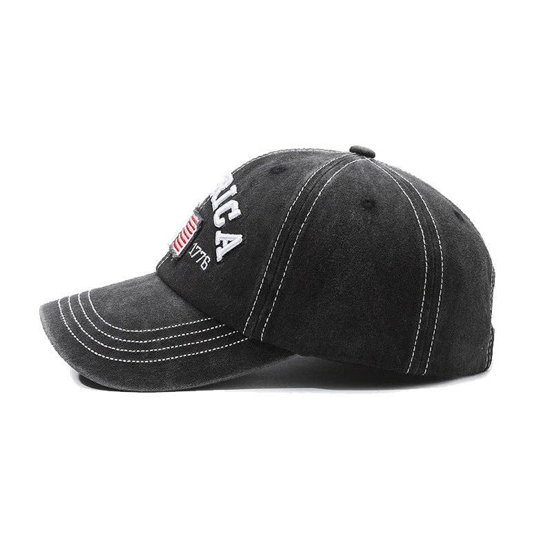 Vintage America Flag Embroidered Baseball Cap