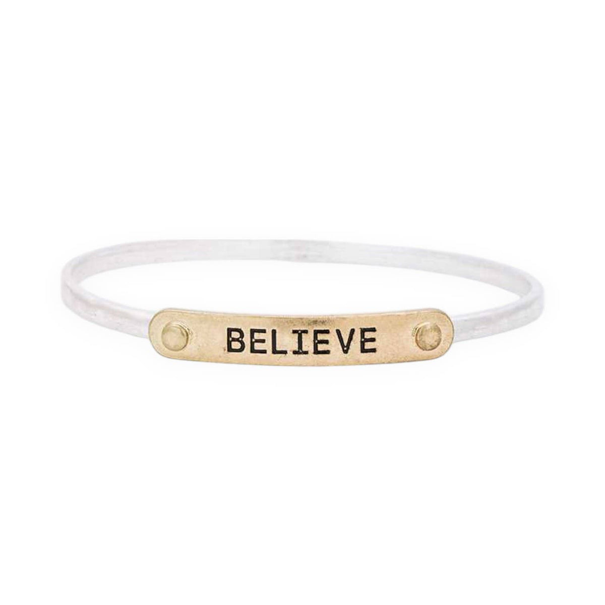 Believe Engraved 2 Tone Bangle