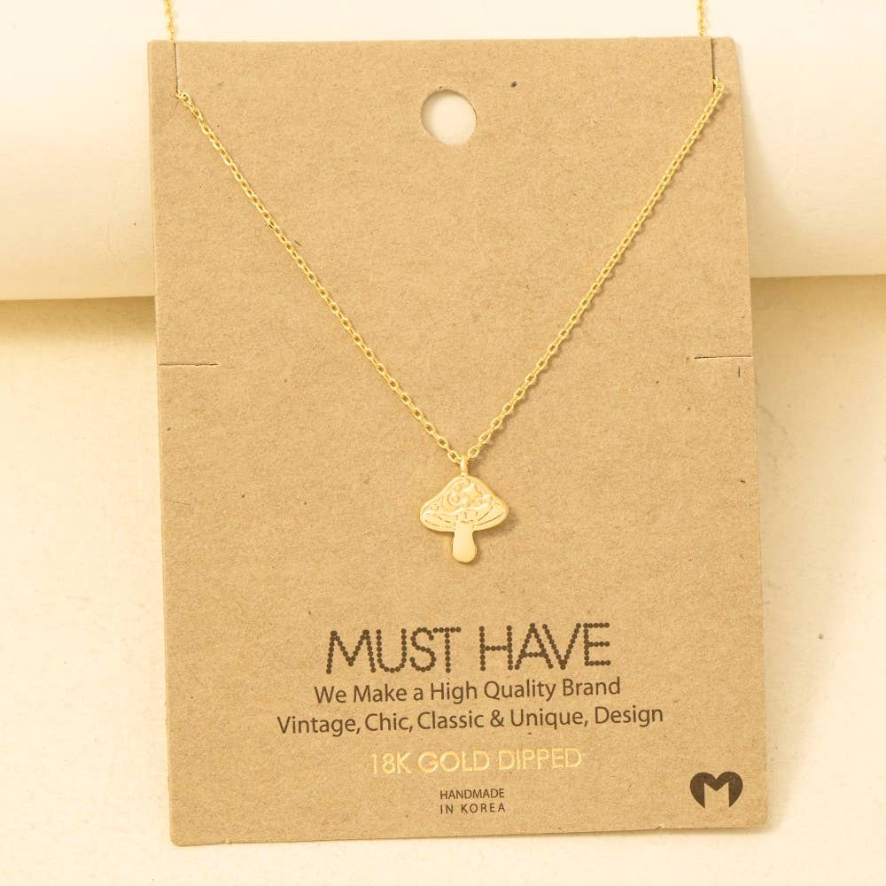 Gold Dipped Mushroom Pendant Necklace