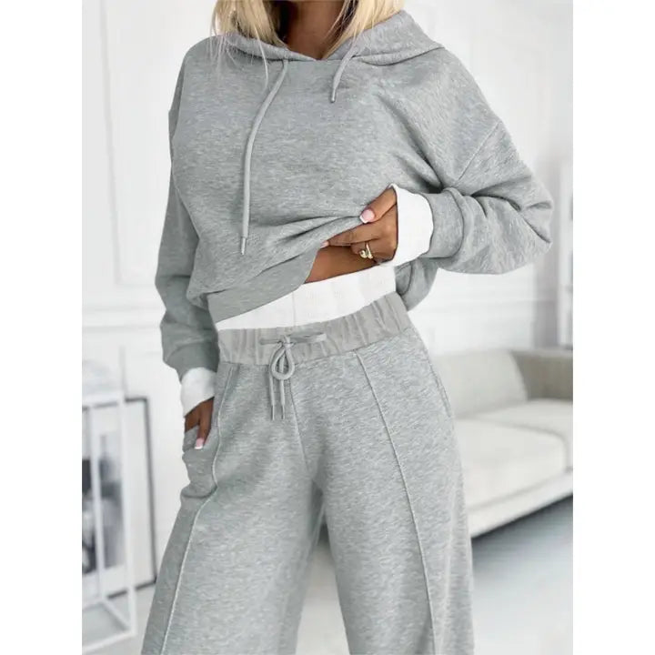 Hooded Sweatshirt Sports Pants Set