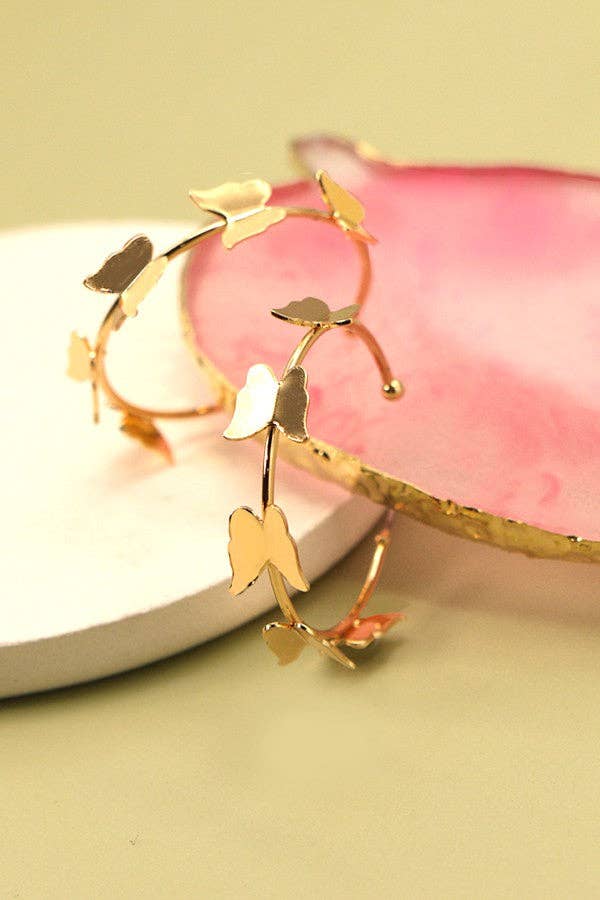 BUTTERFLY STATION HOOP EARRINGS | 31E22110
