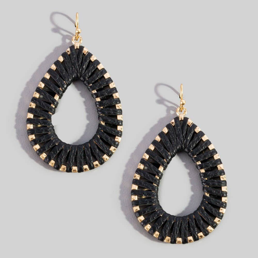Faux Leather Wrap Teardrop Dangle Earrings