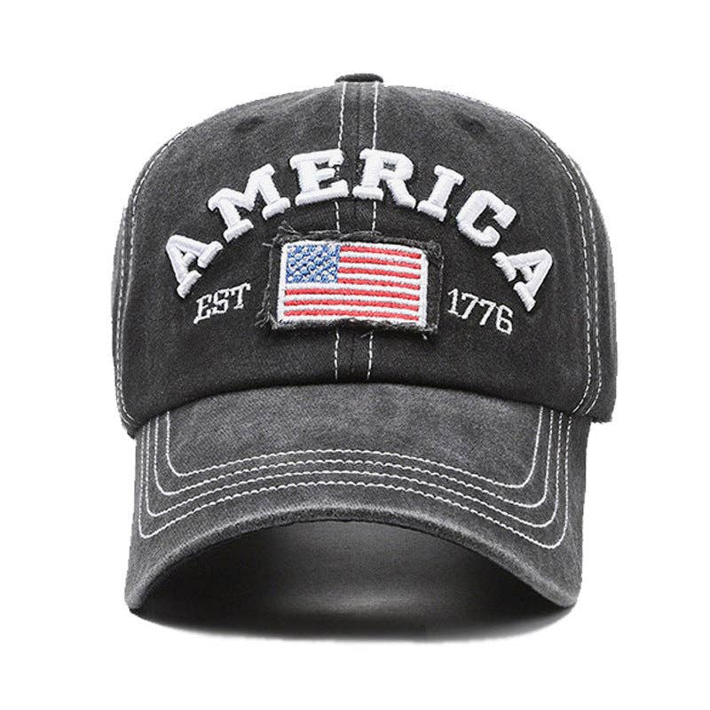 Vintage America Flag Embroidered Baseball Cap