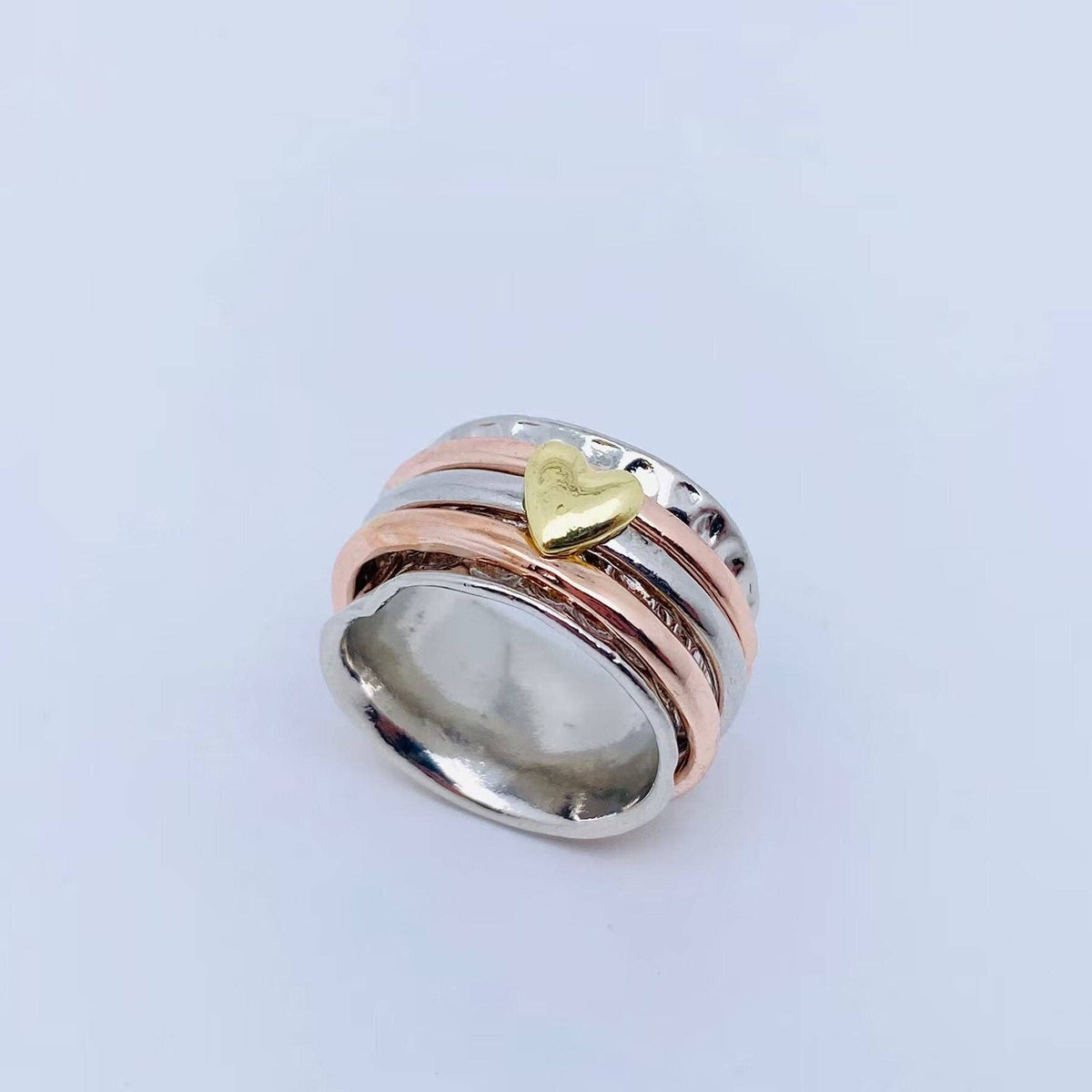 Heart-shaped Charm Rings | 3 Layers of Rotatable Loop