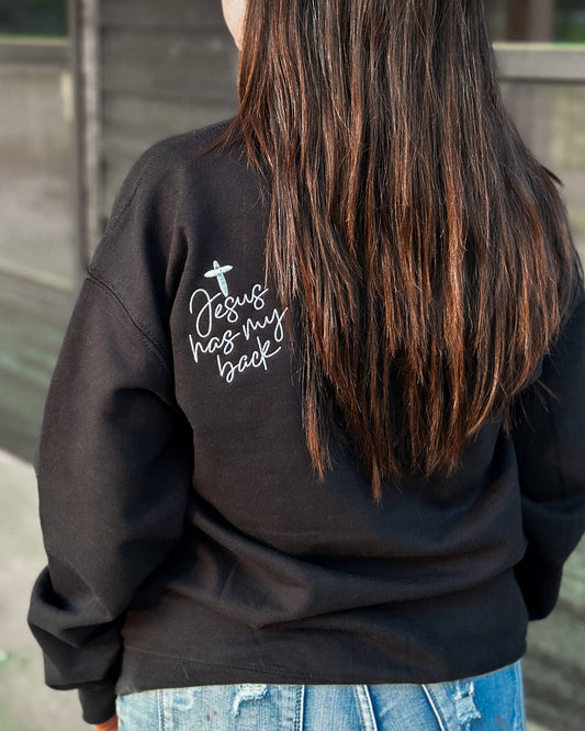 Jesus Has My Back Embroidery Sweatshirt