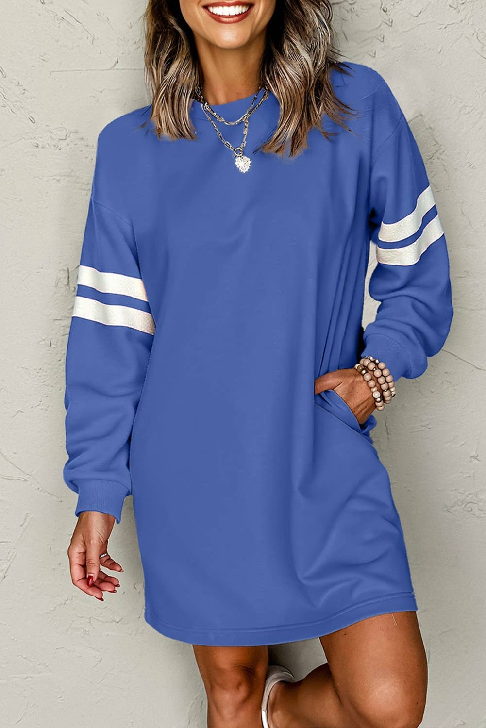 66 Fall 2026 Stripe Women Sweatshirt Mini Dress (S-XL)