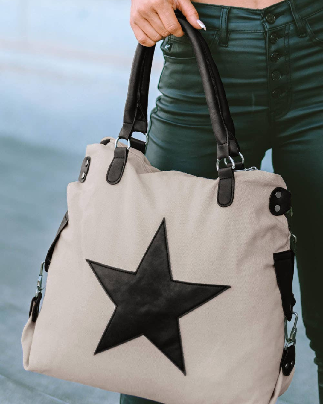 Casual Five-pointed Star Canvas Tote Bag
