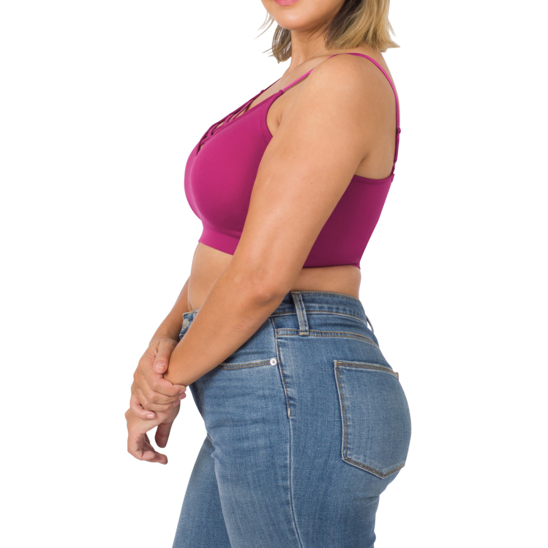 Plus Front V Lattice Seamless Bralette