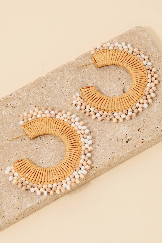 Beaded And Braided Flat Hoop Earrings