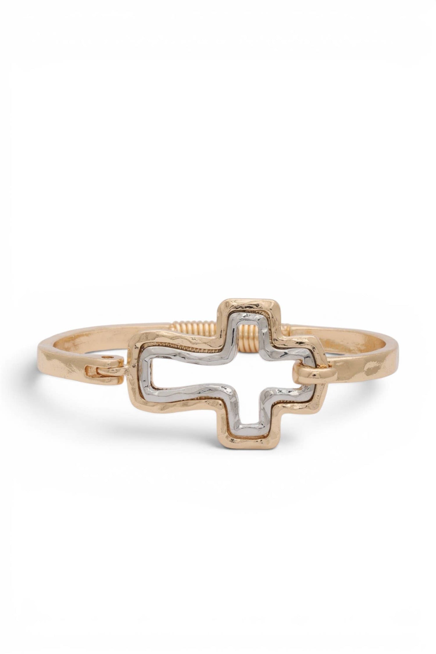 2 Tone Cross Spring Bangle