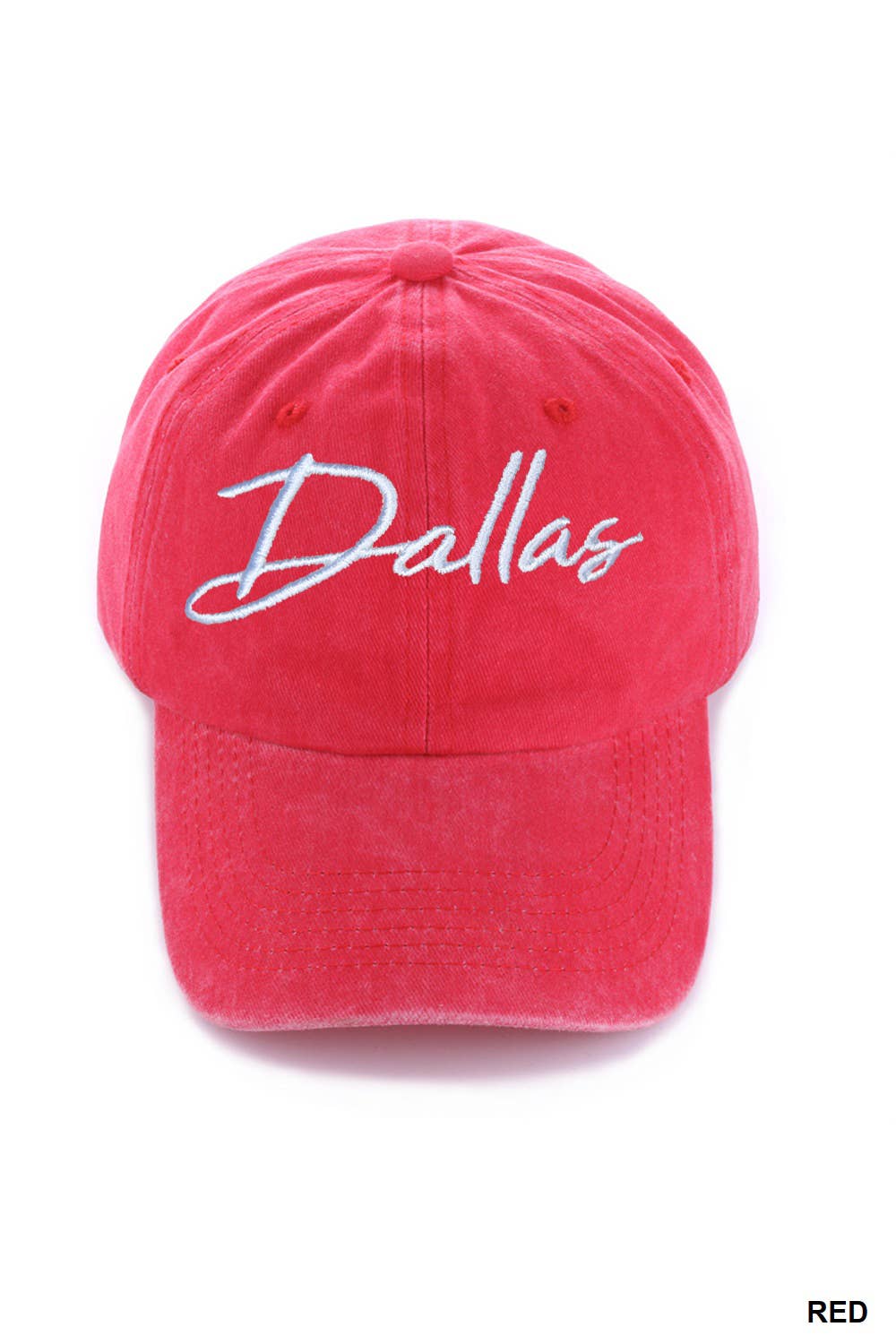 "DALLAS"and "ATLANTA" WASHED EMBROIDERED CITY CAPS HATS