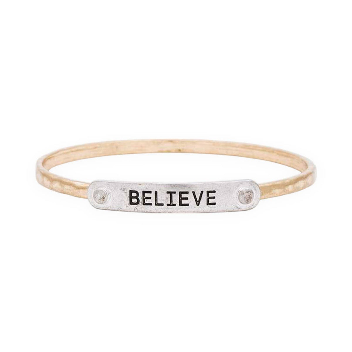 Believe Engraved 2 Tone Bangle