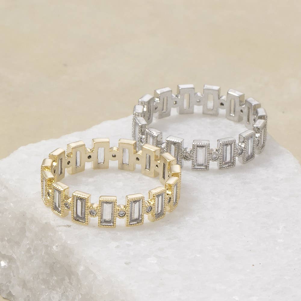 Gold Dipped Baguette Cz Eternity Band Ring