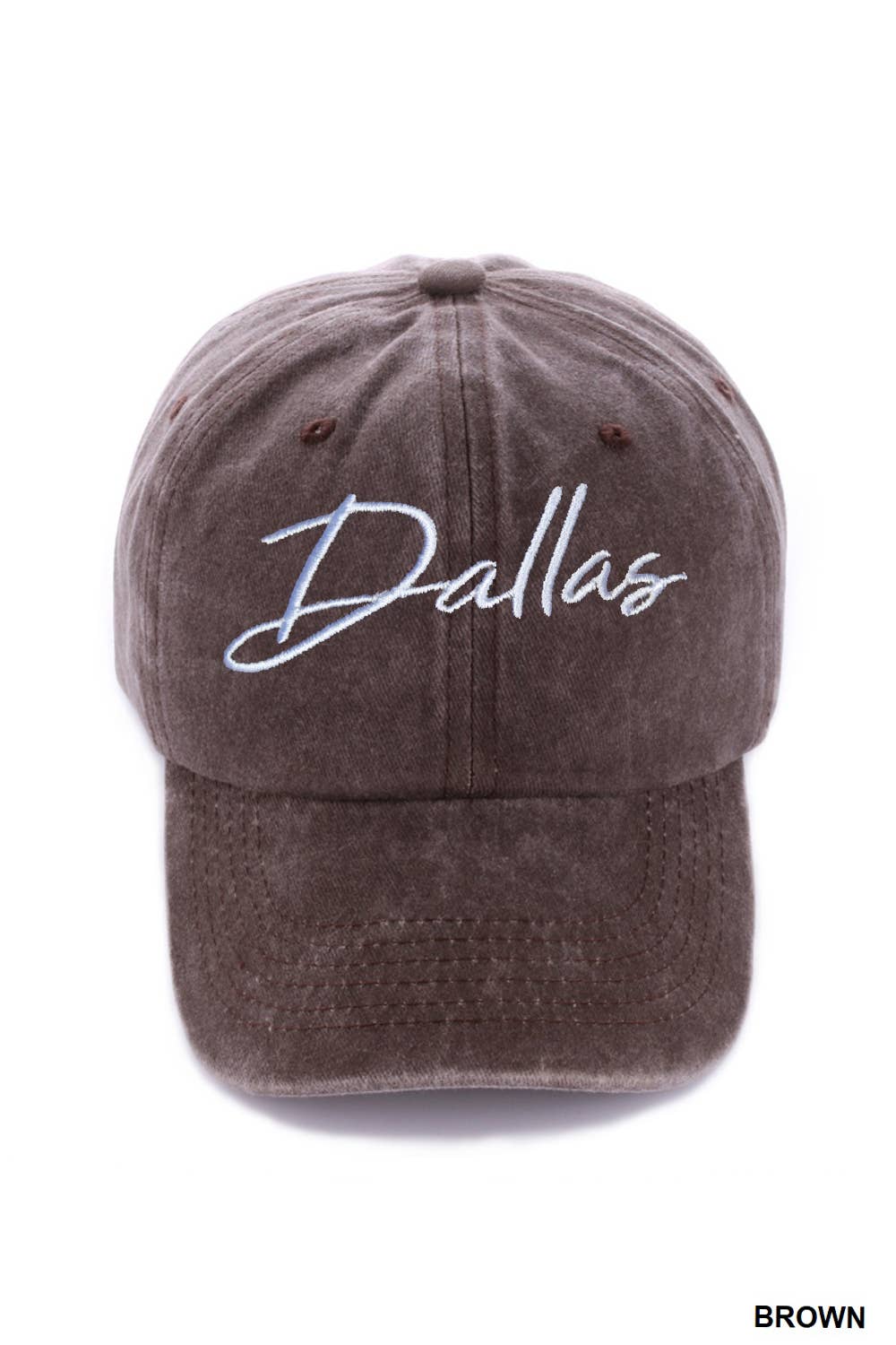 "DALLAS"and "ATLANTA" WASHED EMBROIDERED CITY CAPS HATS