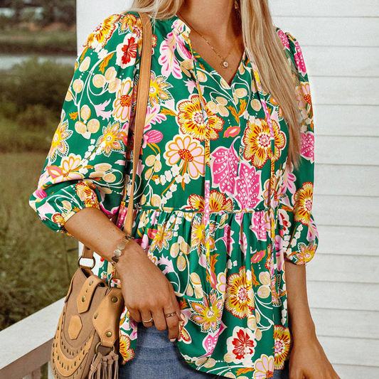 Floral Puff Sleeve Blouse
